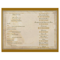 Brown gold vintage "wedding program" wedding custom flyer
