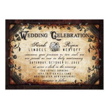 Brown Gothic Halloween Reception Info On Back 5x7 Paper Invitation Card by juliea2010 at Zazzle