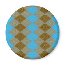 Brown Gray Aqua Round Magnet