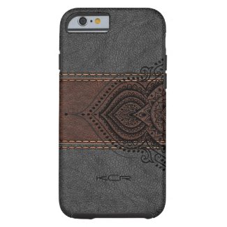 Brown & Gray Leather With Black Lace Accent Tough iPhone 6 Case