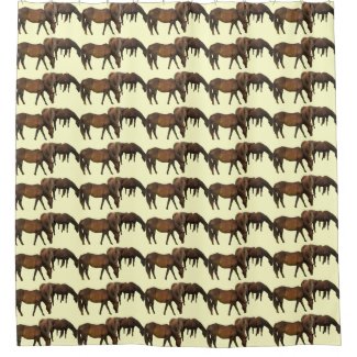 Brown Grazing Horses Animal Shower Curtains