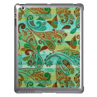 Brown Green And Blue Vintage Paisley Design iPad Cases