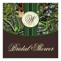 Brown Green Camo Wedding Bridal Shower Invitations