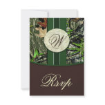 Brown &amp; Green Monogram Camo Wedding RSVP Cards Invites