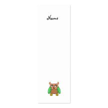 Brown green owl business card template