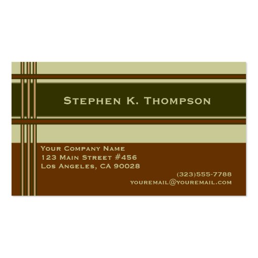Brown Green Professional Stripes Block Business Card Templates