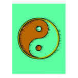 Brown Green Windblown Yin Yang Postcard