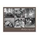 Brown grid collage 6 photos memories thank you postcard
