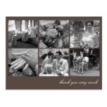 Brown grid collage 6 photos memories thank you postcard