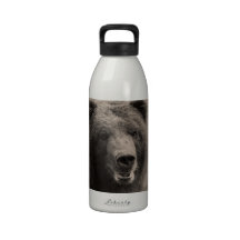 Brown Grizzly Bear Wildlife Photo Reusable Water Bottle