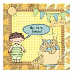 Brown Hair Boy Summer Lemonade Birthday Invite