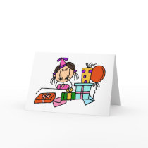 Brown Hair Girl With Birthday  Gifts T-shirts cards