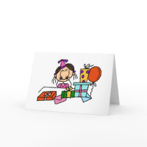 Brown Hair Girl With Birthday  Gifts T-shirts cards