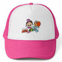 Brown Hair Girl With Birthday  Gifts T-shirts hats