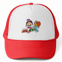 Brown Hair Girl With Birthday  Gifts T-shirts hats
