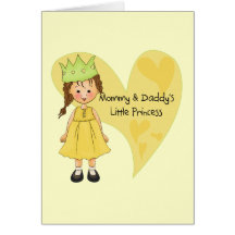 Brown Hair Mommy and Daddy's Princess Cards