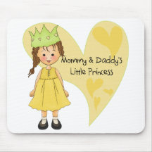 Brown Hair Mommy and Daddy's Princess Mouse Pad