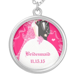 Brown Hair Pink Wedding Bridesmaid Necklace
