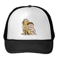 brown haired boy with big dog mesh hats
