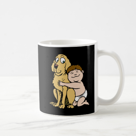 brown haired boy with big dog mugs
