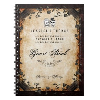 Brown Halloween Wedding Gothic Skeleton Guest Book Note Book by juliea2010 at Zazzle