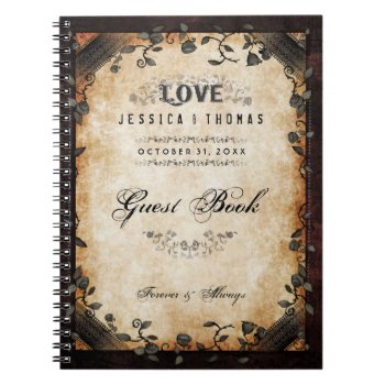 Brown Halloween Wedding Love Gothic Guest Book Spiral Note Book by juliea2010 at Zazzle