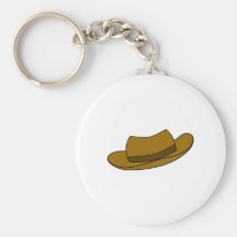 Brown hat illustration. On White. Keychain