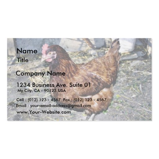 Brown Hen On The Back Yard Business Cards (front side)