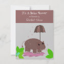 Brown Hippopotamus Baby Shower Invitation