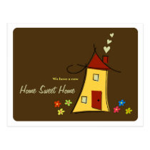 Brown Home Sweet Home / We Moved Postcard postcards