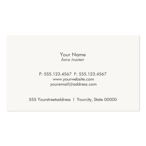 Brown Horse Equestrian Business Card (back side)