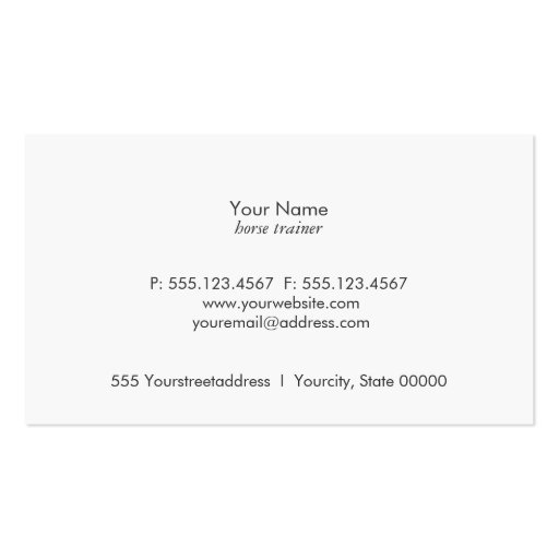 Brown Horse Equestrian Simple Business Card (back side)