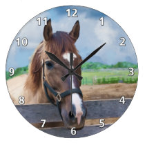 Brown Horse with Bridle Clock at Zazzle