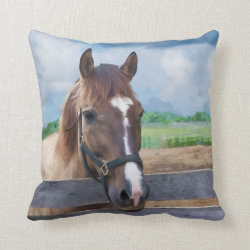 Brown Horse with Bridle Throw Pillow