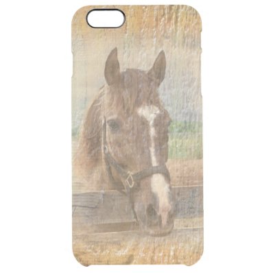 Brown Horse with Halter on Old Wood Clear iPhone 6 Plus Case