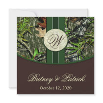 Brown & Hunter Green Camo Wedding Invitations