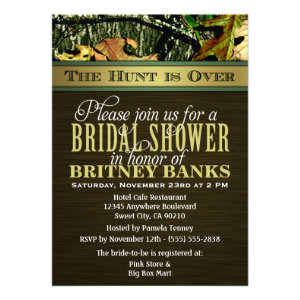 Brown Hunting Camo Bridal Shower Invitations