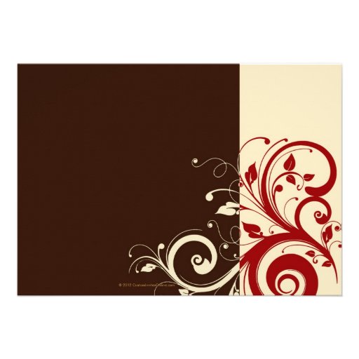 Brown/Ivory/Red Reverse Swirl Wedding Invitations