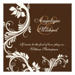 Brown ivory wedding anniversary engagement custom invite