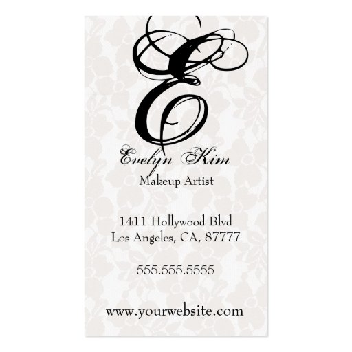 brown lace cutomize your monogram business card (back side)