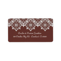 Brown Lace Wedding Address Label