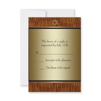 Brown Leather Black Bar Mitzvah RSVP invitation