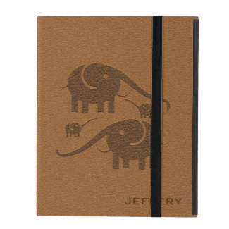 Brown Leather Look Elephant Illustration iPad Cases