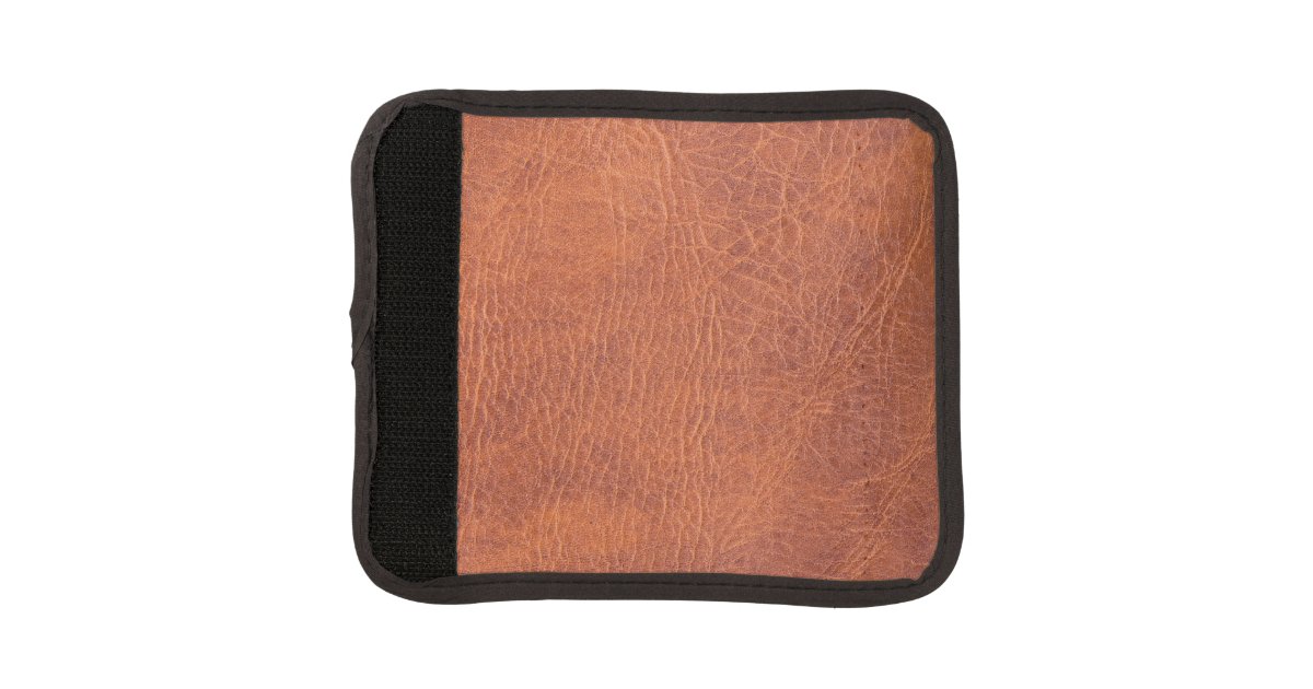 Brown leather luggage handle wrap Zazzle
