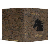 Brown Leather Tool Print W/Horse Head Avery Binder