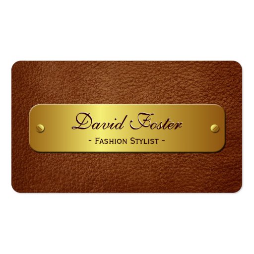 Brown Leather with Gold Label - Elegant Rounded