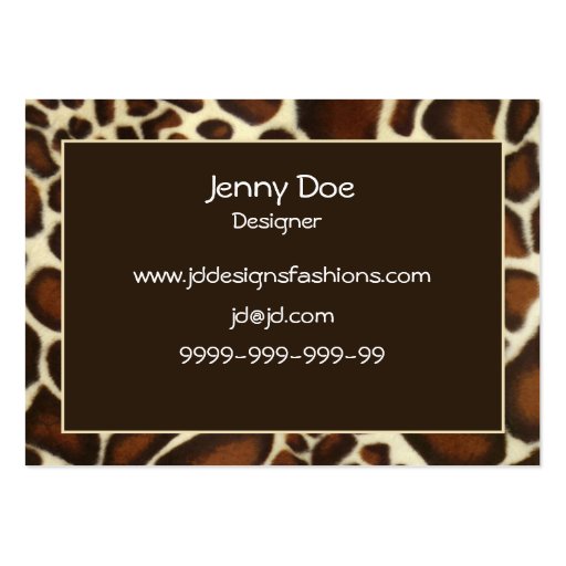 brown leopard print Chic Business Cards (back side)
