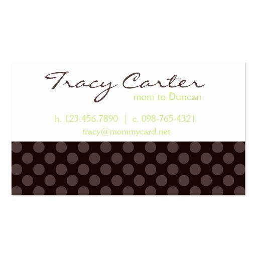 Brown & Lime Mommy Card Business Card Templates