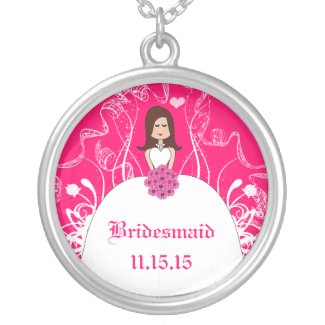 Brown Long Hair Pink Wedding Bridesmaid Necklace necklace