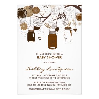 Brown Mason Jars Fall Baby Shower Invitation